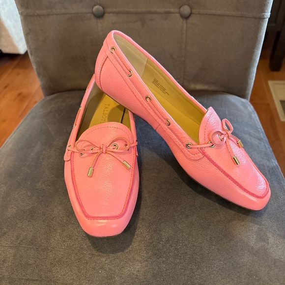 Talbots Shoes - Talbots Becca Tie Pink Pebbled Leather Loafers Flats 9.5 EUC